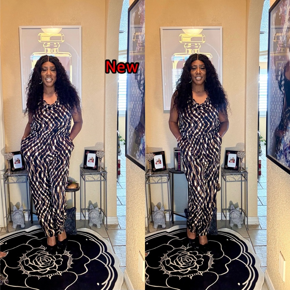 Bold Elements Black And Cream Patterned Jumpsuit - image 2